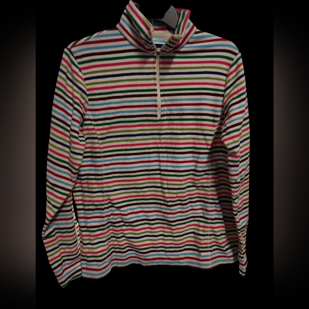 Lands' End Multicolor Striped Fleece Sweater
